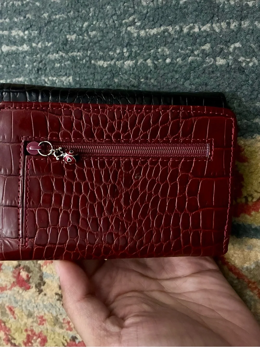 Brighton Two-Tone Ladybug Wallet - Black & Burgundy